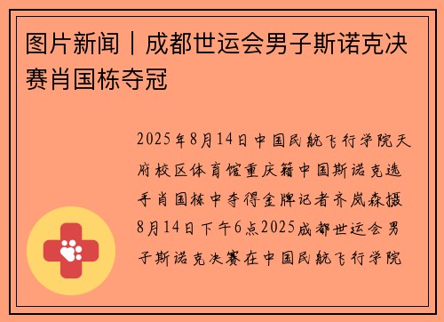 图片新闻｜成都世运会男子斯诺克决赛肖国栋夺冠